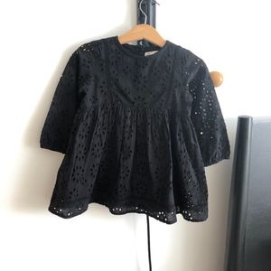 ZARA baby girl black eyelet dress 18-24 months